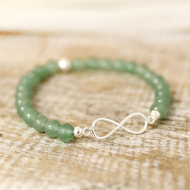 Pulsera aventurina verde infinito bola plata